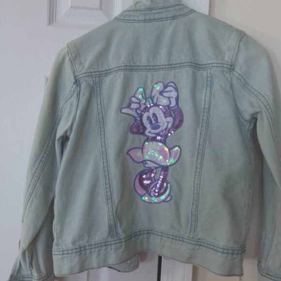 Disney Girls Minnie Mouse Denim Jean Jacket Size 7/8 - Preloved - Picture 2 of 7